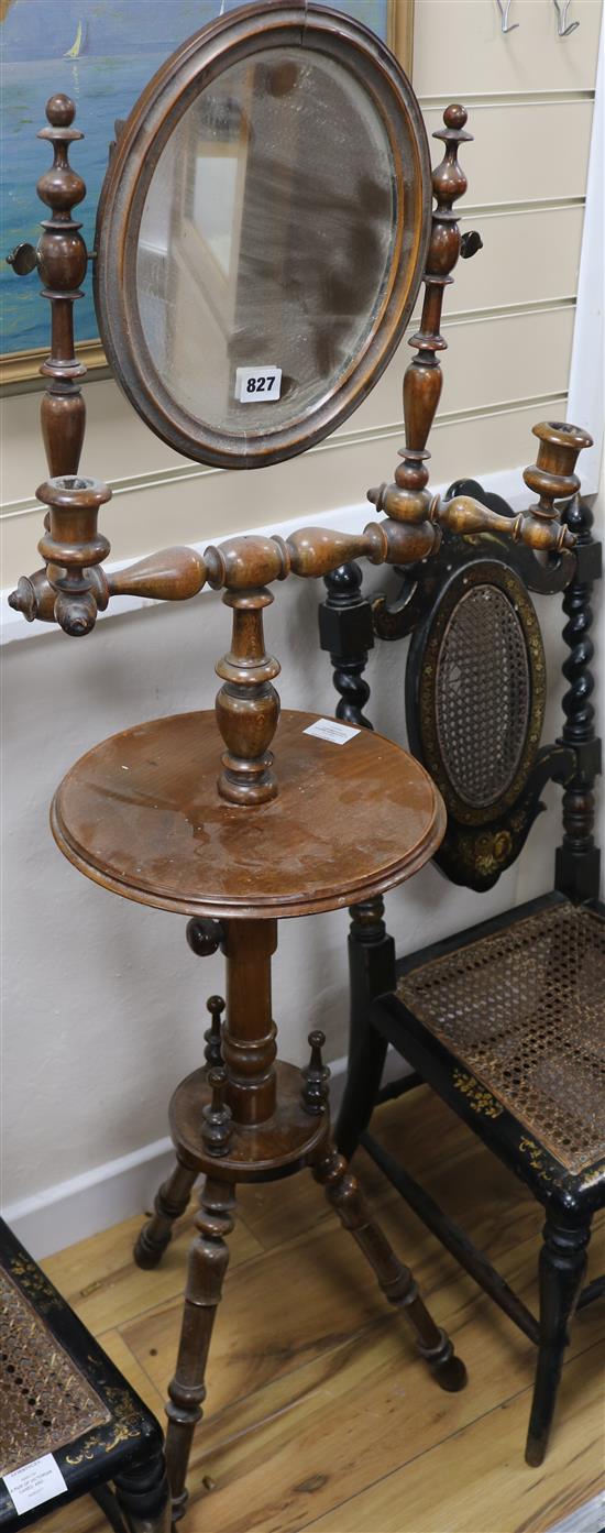 A Victorian beech gentlemans shaving mirror, H.135cm